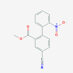 molecular formula C15H10N2O4 B8300206 4-Cyano-2'-nitro-biphenyl-2-carboxylic acid methyl ester 