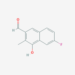 molecular formula C12H9FO2 B8300218 6-Fluoro-4-hydroxy-3-methyl-naphthalene-2-carbaldehyde 