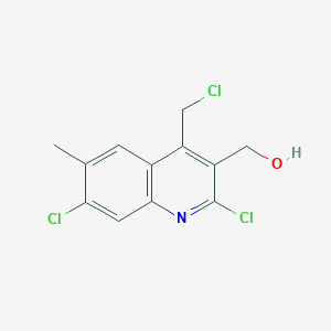 molecular formula C12H10Cl3NO B8300269 2,7-Dichloro-4-chloromethyl-6-methyl-3-quinolylmethanol 