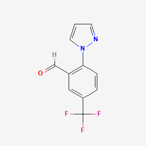 molecular formula C11H7F3N2O B8300343 2-Pyrazol-1-yl-5-trifluoromethylbenzaldehyde 