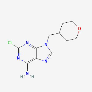 molecular formula C11H14ClN5O B8300471 2-Chloro-9-(tetrahydro-2H-pyran-4-ylmethyl)-9H-purin-6-amine 