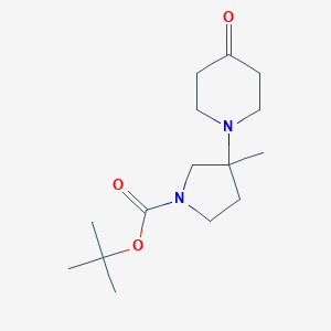 molecular formula C15H26N2O3 B8300533 Tert-butyl 3-methyl-3-(4-oxopiperidin-1-yl)pyrrolidine-1-carboxylate 