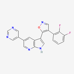molecular formula C20H11F2N5O B8300818 1h-Pyrrolo[2,3-b]pyridine,3-[4-(2,3-difluorophenyl)-5-isoxazolyl]-5-(5-pyrimidinyl)- 