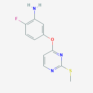 molecular formula C11H10FN3OS B8300872 2-Fluoro-5-(2-(methylthio)pyrimidin-4-yloxy)benzenamine 