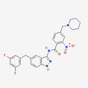 molecular formula C27H25F2N5O3 B8300923 N-[5-(3,5-Difluoro-benzyl)-1H-indazol-3-yl]-2-nitro-4-piperidin-1-ylmethyl-benzamide 