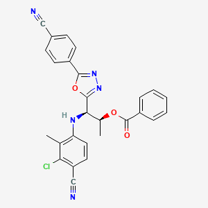 (1R,2S)-1-(3-Chloro-4-cyano-2-methylphenylamino)-1-(5-(4-cyanophenyl)-1,3,4-oxadiazol-2-yl)propan-2-yl benzoate