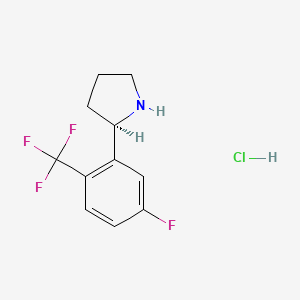 molecular formula C11H12ClF4N B8301058 (R)-2-(5-fluoro-2-(trifluoromethyl)phenyl) pyrrolidine hydrochloride 