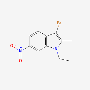 molecular formula C11H11BrN2O2 B8301126 3-Bromo-1-ethyl-2-methyl-6-nitro-1H-indole 