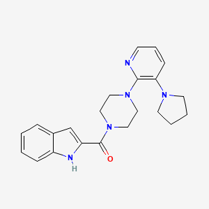 molecular formula C22H25N5O B8301144 1H-indole, 2-[[4-[3-(1-pyrrolidinyl)-2-pyridinyl]-1-piperazinyl]carbonyl]- 