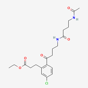 Benzenepropanoic acid, 2-(4-((4-(acetylamino)-1-oxobutyl)amino)-1-oxobutyl)-5-chloro-, ethyl ester
