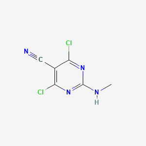 molecular formula C6H4Cl2N4 B8301298 4,6-Dichloro-2-(methylamino)pyrimidine-5-carbonitrile 