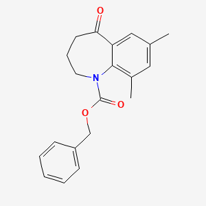 molecular formula C20H21NO3 B8301349 Benzyl 7,9-dimethyl-5-oxo-2,3,4,5-tetrahydro-1H-benzo[b]azepine-1-carboxylate 
