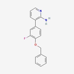 molecular formula C18H15FN2O B8301389 3-(4-(Benzyloxy)-3-fluorophenyl)pyridin-2-amine 