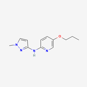 molecular formula C12H16N4O B8301576 (1-Methyl-1H-pyrazole-3-yl)-(5-propoxy-pyridine-2-yl)-amine 