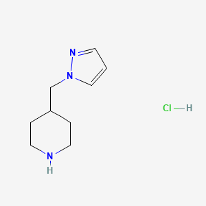 molecular formula C9H16ClN3 B8301601 Piperidine, 4-(1H-pyrazol-1-ylmethyl)-, hydrochloride (1:2) 