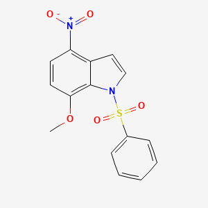 molecular formula C15H12N2O5S B8301672 7-Methoxy-4-nitro-1-(phenylsulfonyl)indole 