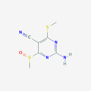 molecular formula C7H8N4OS2 B8301821 2-Amino-4-methanesulfinyl-6-methylsulfanyl-pyrimidine-5-carbonitrile 
