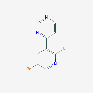 molecular formula C9H5BrClN3 B8301828 4-(5-Bromo-2-chloropyridin-3-yl)pyrimidine 