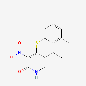 molecular formula C15H16N2O3S B8301849 2(1H)-Pyridinone, 4-((3,5-dimethylphenyl)thio)-5-ethyl-3-nitro- CAS No. 172469-77-1