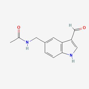 molecular formula C12H12N2O2 B8302158 N-[(3-formyl-1H-indol-5-yl)methyl]acetamide 