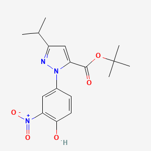 molecular formula C17H21N3O5 B8302166 tert-butyl 1-(4-hydroxy-3-nitrophenyl)-3-isopropyl-1H-pyrazole-5-carboxylate 