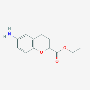 molecular formula C12H15NO3 B8302247 ethyl 6-amino-3,4-dihydro-2H-1-benzopyran-2-carboxylate 