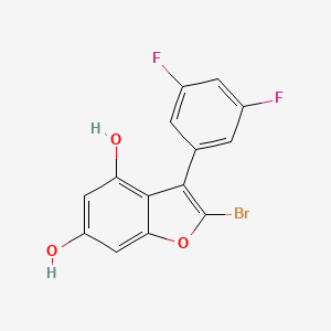 molecular formula C14H7BrF2O3 B8302332 2-Bromo-3-(3,5-difluorophenyl)benzofuran-4,6-diol 