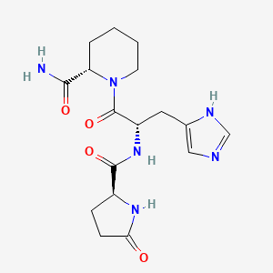 molecular formula C17H24N6O4 B8302384 2-Piperidinecarboxamide, 1-[N-(5-oxo-L-prolyl)-L-histidyl]-, (S)- CAS No. 55720-46-2