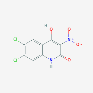 molecular formula C9H4Cl2N2O4 B8302571 6, 7-Dichloro-3-nitro-4-hydroxy-1,2-dihydroquinolin-2-one 