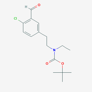 molecular formula C16H22ClNO3 B8302609 [2-(4-Chloro-3-formyl-phenyl)-ethyl]-ethyl-carbamic acid tert-butyl ester 