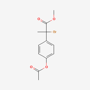 molecular formula C12H13BrO4 B8302634 Methyl 2-(4-acetoxyphenyl)-2-bromopropionate 