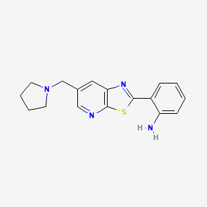 molecular formula C17H18N4S B8302648 2-(6-(Pyrrolidin-1-ylmethyl)thiazolo[5,4-b]pyridin-2-yl)aniline 