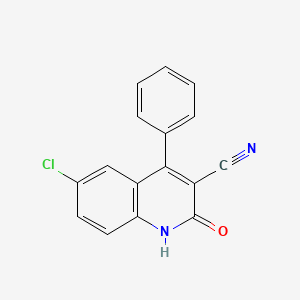 molecular formula C16H9ClN2O B8302690 6-Chloro-2-oxo-4-phenyl-1,2-dihydro-quinoline-3-carbonitrile 
