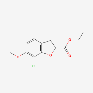 molecular formula C12H13ClO4 B8302719 Ethyl 7-chloro-2,3-dihydro-6-methoxybenzofuran-2-carboxylate 