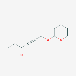 molecular formula C12H18O3 B8302837 2-Methyl-6-(tetrahydro-2H-pyran-2-yloxy)-4-hexyne-3-one 