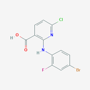 molecular formula C12H7BrClFN2O2 B8302992 2-(4-Bromo-2-fluorophenylamino)-6-chloro-nicotinic acid 