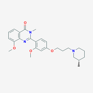molecular formula C26H33N3O4 B8302993 4(3h)-Quinazolinone,8-methoxy-2-[2-methoxy-4-[3-[(3s)-3-methyl-1-piperidinyl]propoxy]phenyl]-3-methyl- 