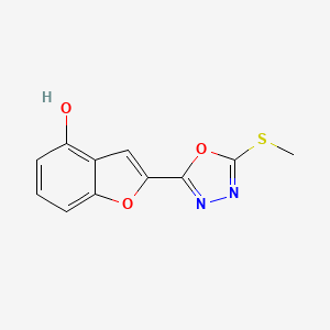 molecular formula C11H8N2O3S B8303009 5-(4-Hydroxybenzo(b)furan-2-yl)-2-methylthio-1,3,4-oxadiazole 