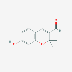 molecular formula C12H12O3 B8303132 7-hydroxy-2,2-dimethyl-2H-chromene-3-carbaldehyde 