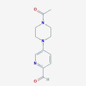 molecular formula C12H15N3O2 B8303153 5-(4-Acetylpiperazin-1-yl)pyridine-2-carbaldehyde 