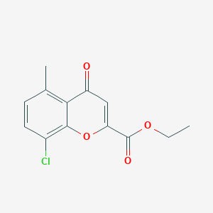 molecular formula C13H11ClO4 B8303180 Ethyl 5-methyl-8-chloro-4-oxo4H-chromene-2-carboxylate 