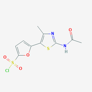 molecular formula C10H9ClN2O4S2 B8303218 5-(2-Acetamido-4-methylthiazol-5-yl)furan-2-sulfonyl chloride 