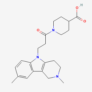 molecular formula C22H29N3O3 B8303241 3-(1,2,3,4-Tetrahydro-2,8-dimethylpyrido[4,3-b]indol-5-yl)propanoylpiperidine-4-carboxylic acid 