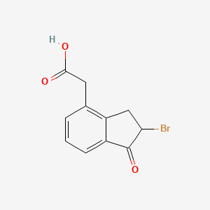 molecular formula C11H9BrO3 B8303328 (2-Bromo-1-oxoindan-4-yl)acetic acid 