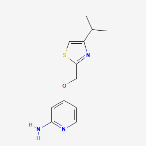 molecular formula C12H15N3OS B8303536 4-[(4-Isopropyl-1,3-thiazol-2-yl)methoxy]-2-pyridinamine 