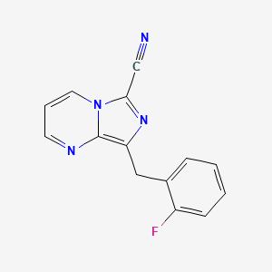 molecular formula C14H9FN4 B8303555 8-(2-Fluorobenzyl)imidazo[1,5-a]pyrimidine-6-carbonitrile 