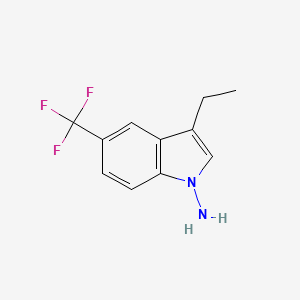 molecular formula C11H11F3N2 B8303581 3-Ethyl-5-trifluoromethyl-indol-1-ylamine 