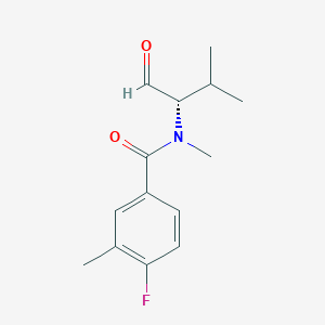 molecular formula C14H18FNO2 B8303609 (S)-4-Fluoro-N,3-dimethyl-N-(3-methyl-1-oxobutan-2-yl)benzamide 