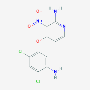 molecular formula C11H8Cl2N4O3 B8303620 4-(5-Amino-2,4-dichlorophenoxy)-2-amino-3-nitropyridine 