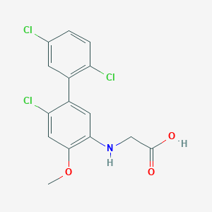 molecular formula C15H12Cl3NO3 B8303656 Glycine, N-(2',5',6-trichloro-4-methoxy[1,1'-biphenyl]-3-yl)- 